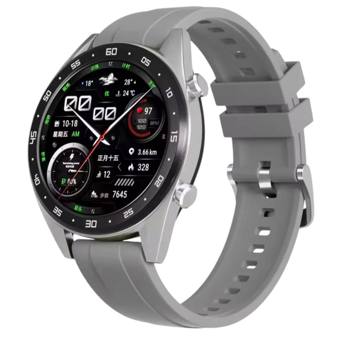 GENERICO - Correa GRIS CLARO Silicona Compatible Smartwatch Huawei GT 2-3-4-5 Pro