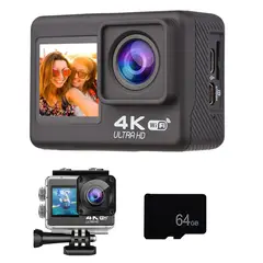BITART - Cámara deportiva impermeable táctil para fotografía + tarjeta 64GB