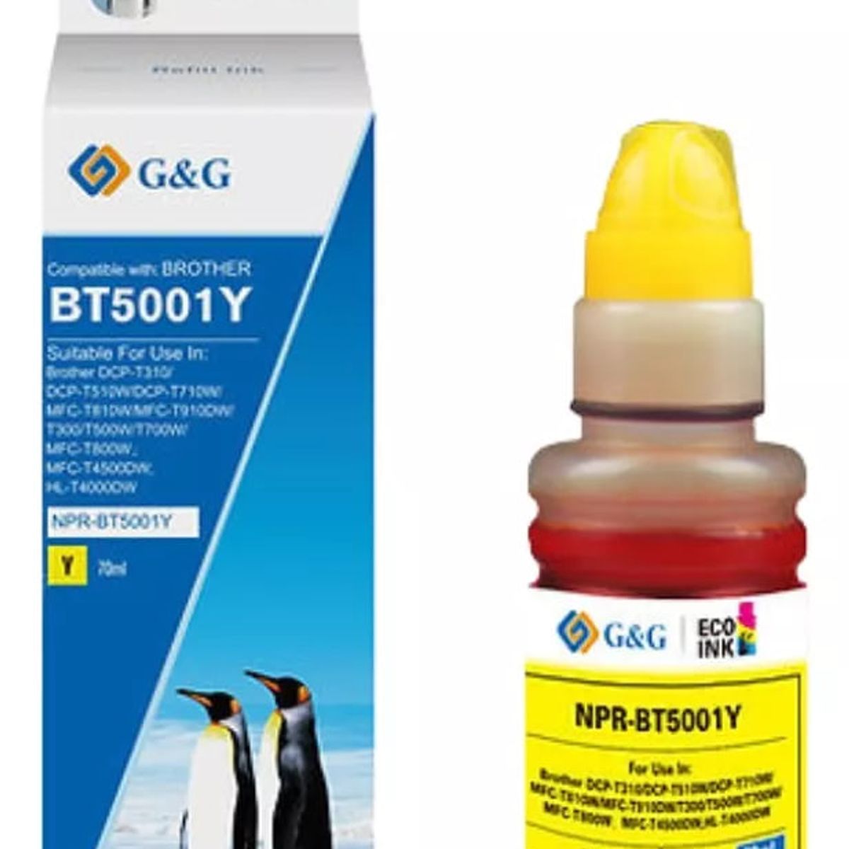 GENERICO - Tinta Para Brother BT5001 Amarillo Semipigmentados 70 ml G&G