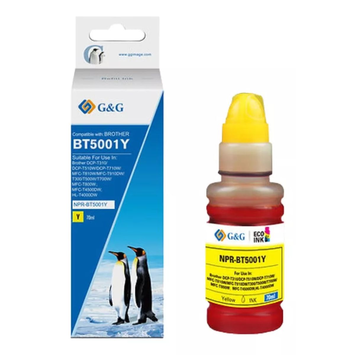 GENERICO - Tinta Para Brother BT5001 Amarillo Semipigmentados 70 ml G&G
