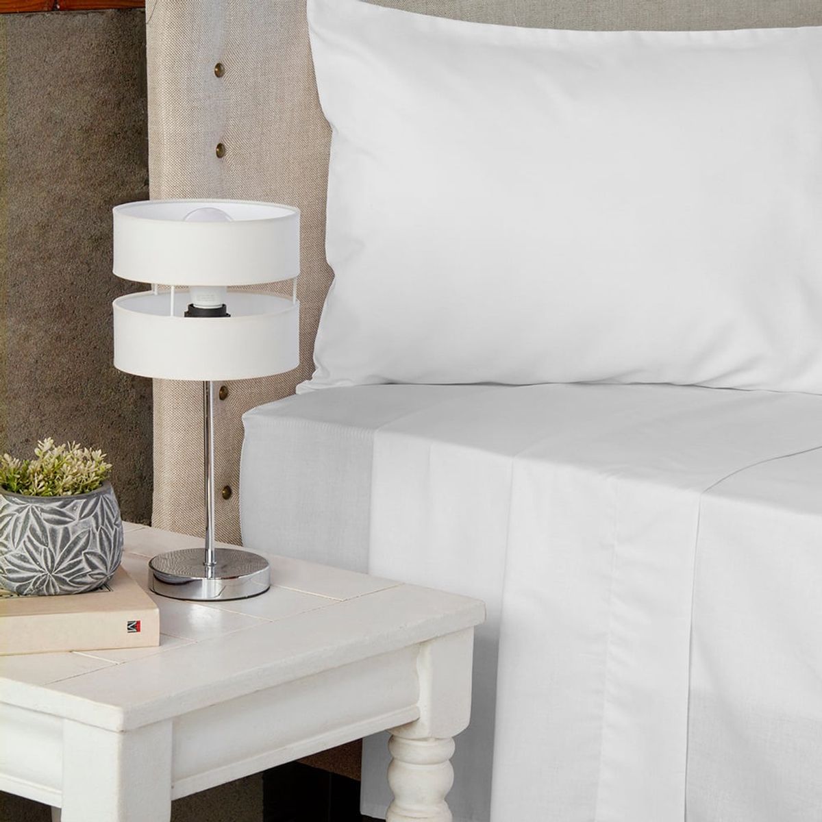 MASEL - Jgo.Sábanas  Polycotton 1 PL- 144 hilos  Blanco