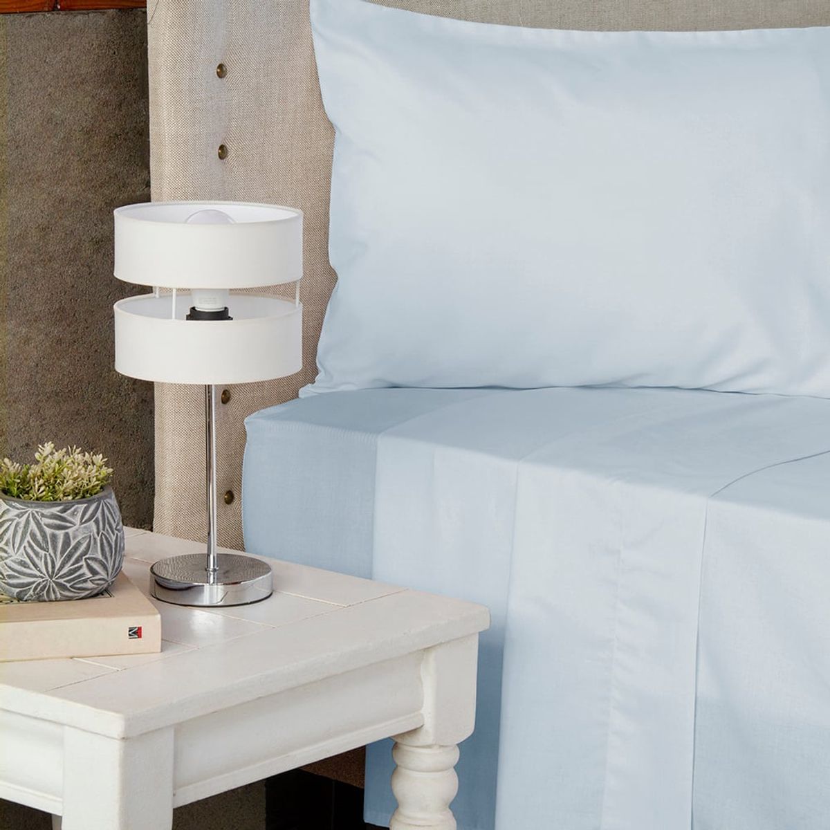 MASEL - Jgo.Sábanas Polycotton  1 PL- 144 hilos -3 pzas Celeste