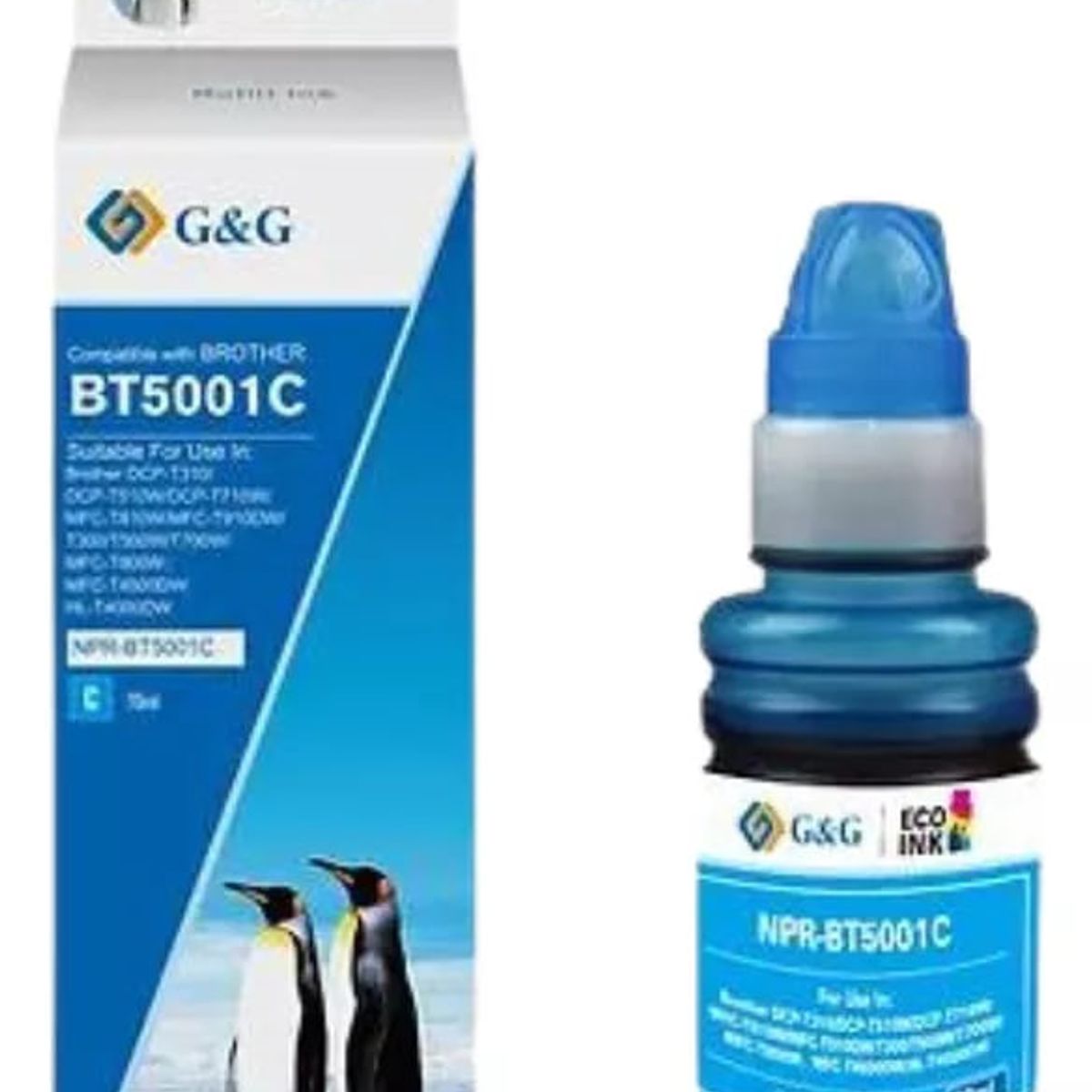 GENERICO - Tinta Para Brother BT5001 Cian Semipigmentados 70 ml G&G