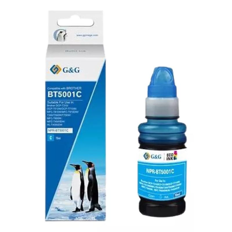 GENERICO - Tinta Para Brother BT5001 Cian Semipigmentados 70 ml G&G