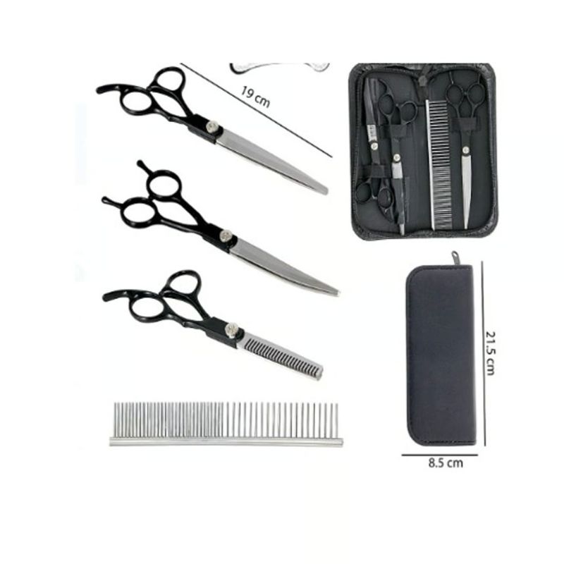 GENERICO - Set De Tijeras Para Mascotas Negro 19cm