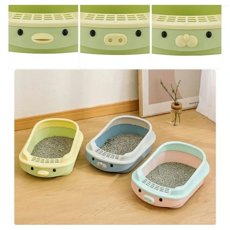 GENERICO - Arenero para Gatos Bandeja de Arena Con Diseño Celeste