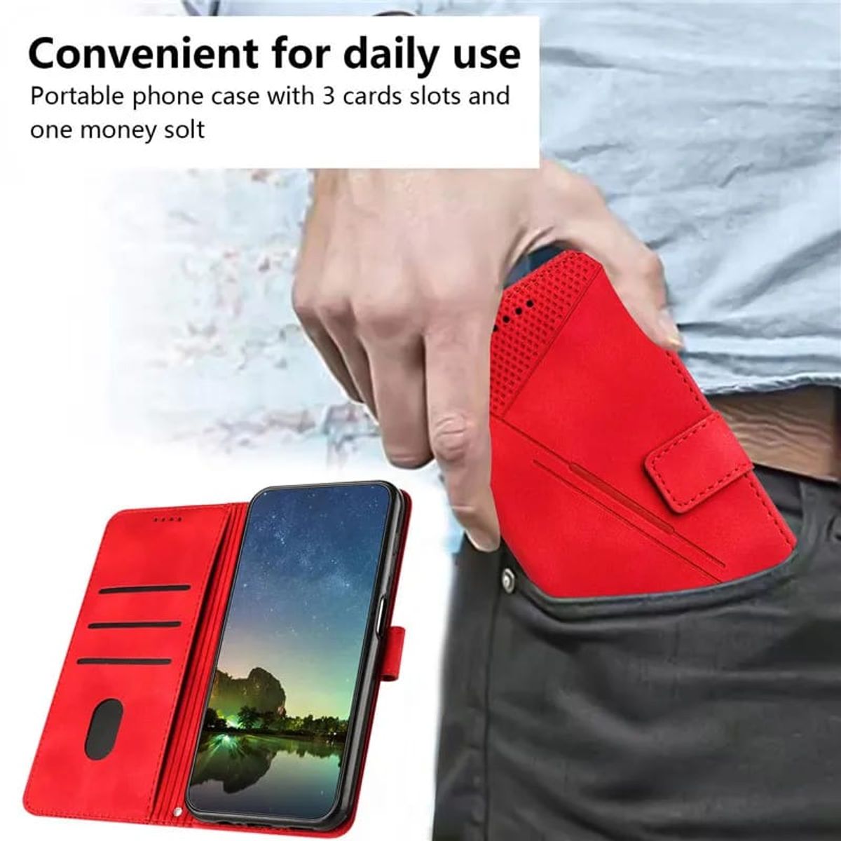 GENERICO - Carcasa Flip Cover compatible con Samsung Galaxy S24 Rojo