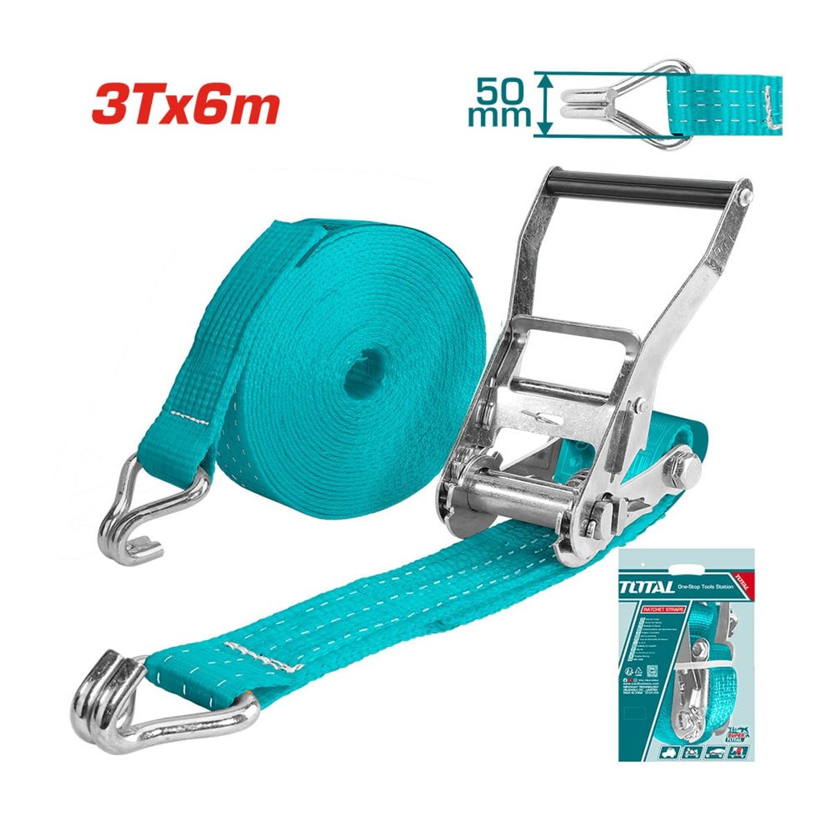TOTAL TOOLS - Eslinga con matraca 6m x 50mm 3T TOTAL