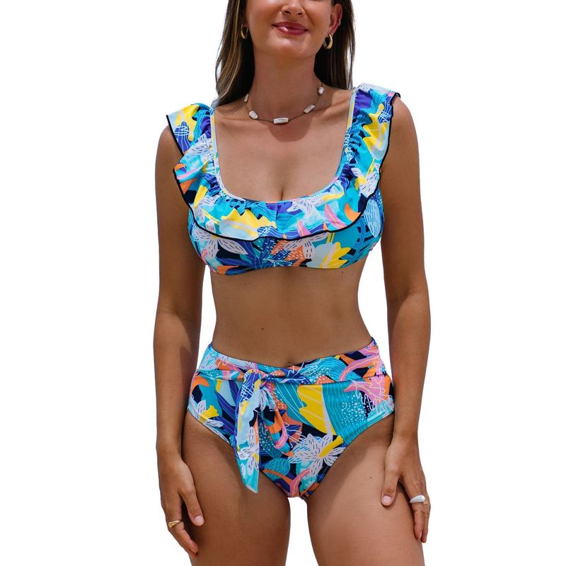 GLORIAHOON - Bikini Sexy Cintura Alta vuelos y lazo Gloriahoon