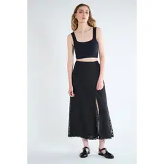 IO - Falda Larga Negro Mujer