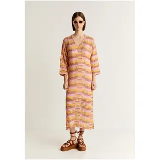 SCALPERS - Vestido Midi Crochet Multicolor Terracotta