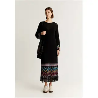 SCALPERS - Vestido Crochet Detalle Flecos Black