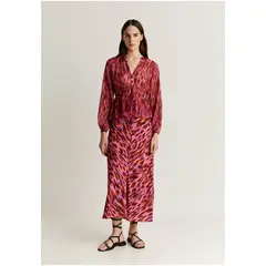 SCALPERS - Falda Midi Animal Print Lurex Pink