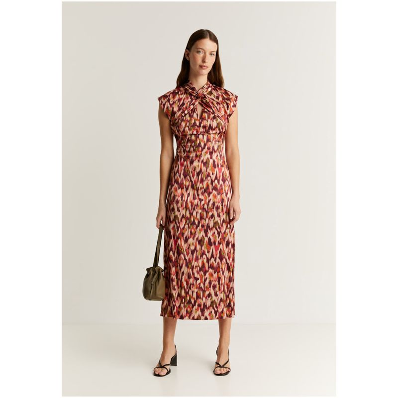 SCALPERS - Vestido Print Escote Nudo Animal Print