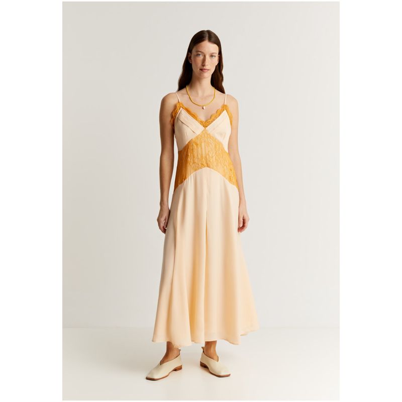 SCALPERS - Vestido Midi Lencero Satén Mango