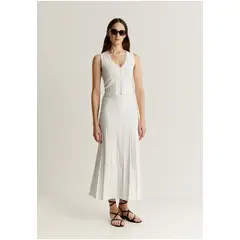 SCALPERS - Falda Punto Midi Tachuelas White