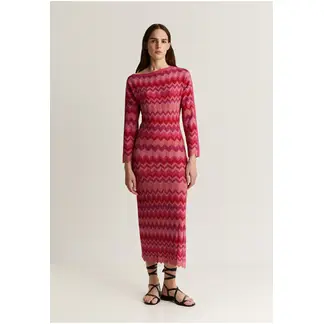 SCALPERS - Vestido Midi Punto Zigzag Lurex Pink