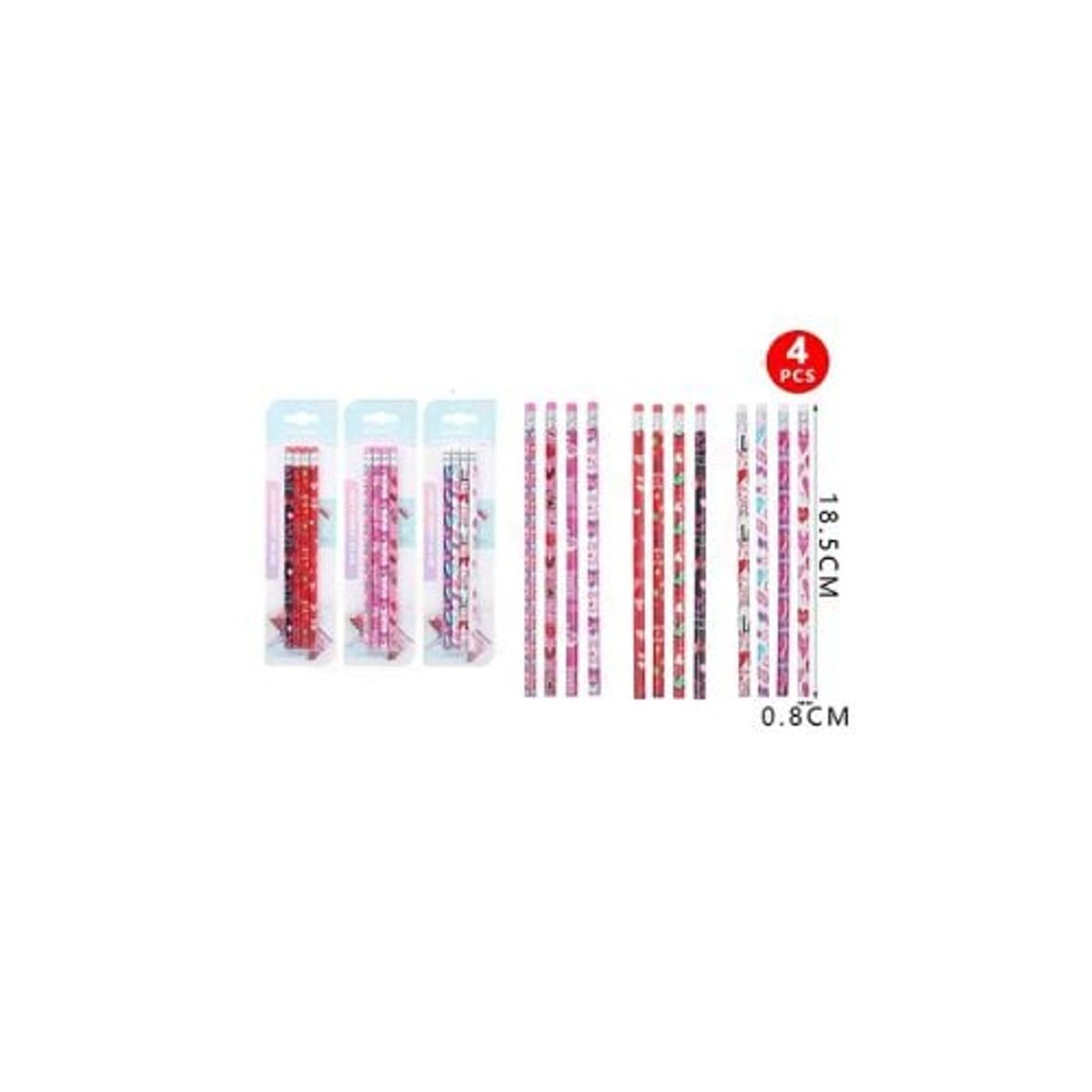 GENERICO - Lápiz Grafito Corazón 4 Pcs