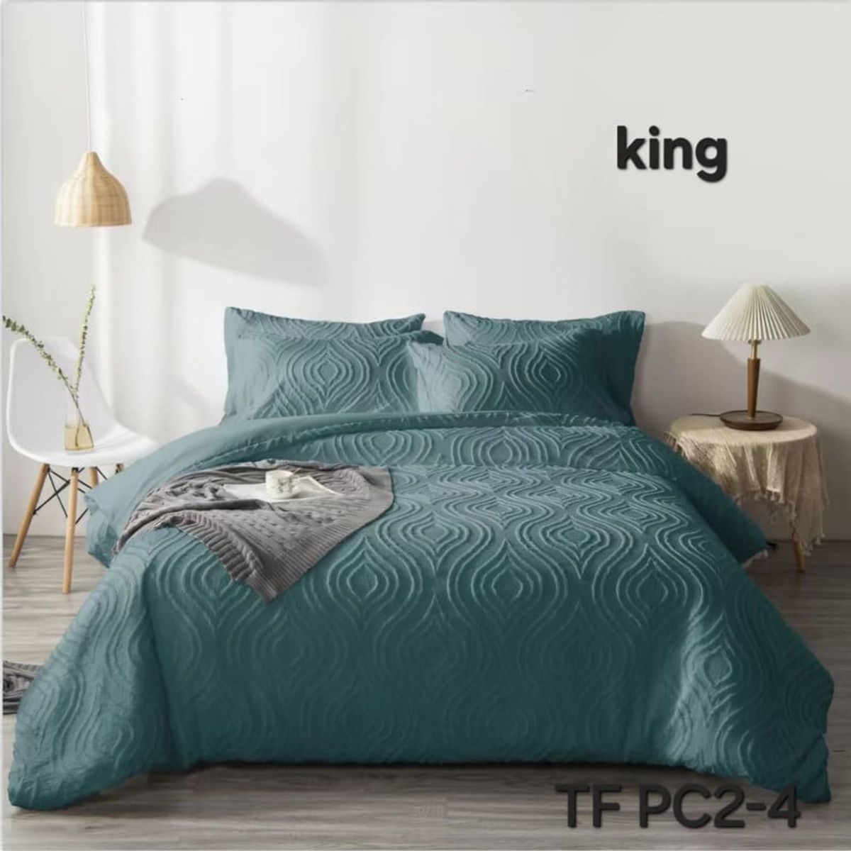 ANGELES DEL HOGAR - CUBRECAMA SEMI ACOLCHADO KING VERDE