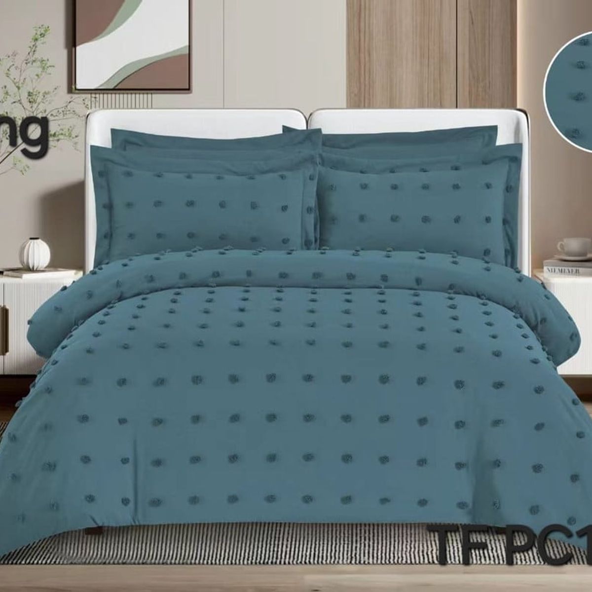 ANGELES DEL HOGAR - CUBRECAMA SEMI ACOLCHADO KING VERDE