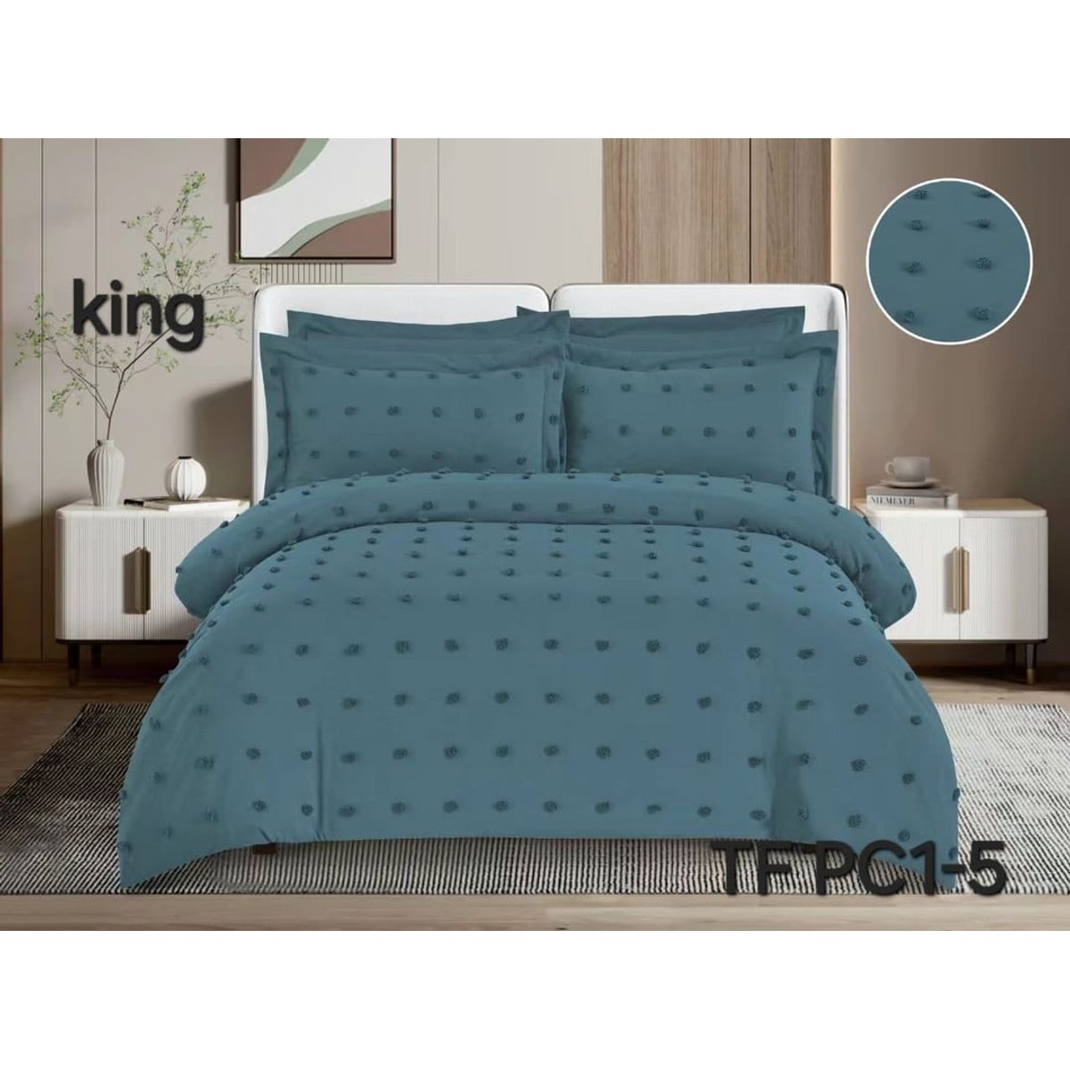 ANGELES DEL HOGAR - CUBRECAMA SEMI ACOLCHADO KING VERDE