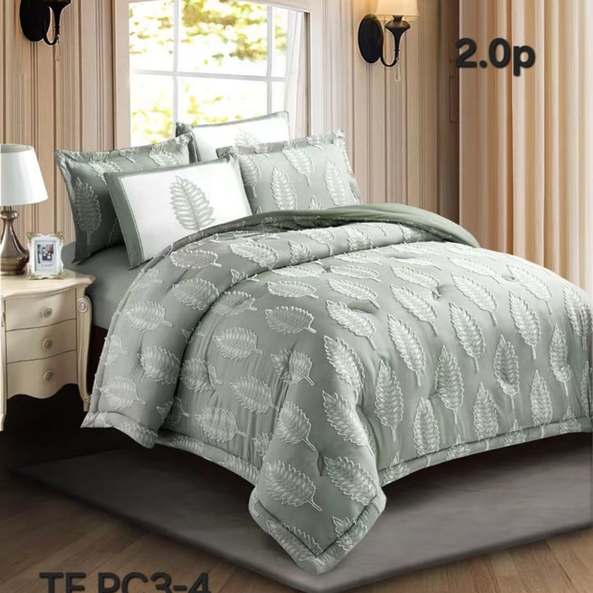 ANGELES DEL HOGAR - CUBRECAMA SEMI ACOLCHADO 2 PLAZA VERDE CLARO