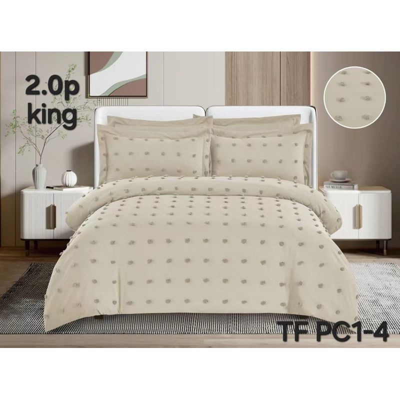 ANGELES DEL HOGAR - CUBRECAMA SEMI ACOLCHADO 2 PLAZA BEIGE
