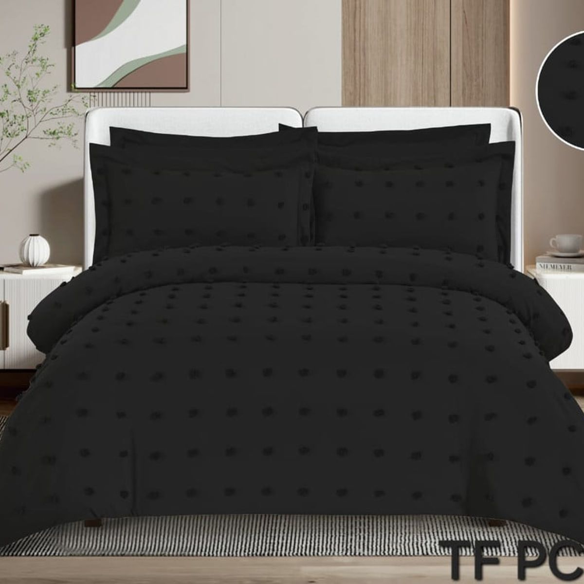 ANGELES DEL HOGAR - CUBRECAMA SEMI ACOLCHADO KING NEGRO