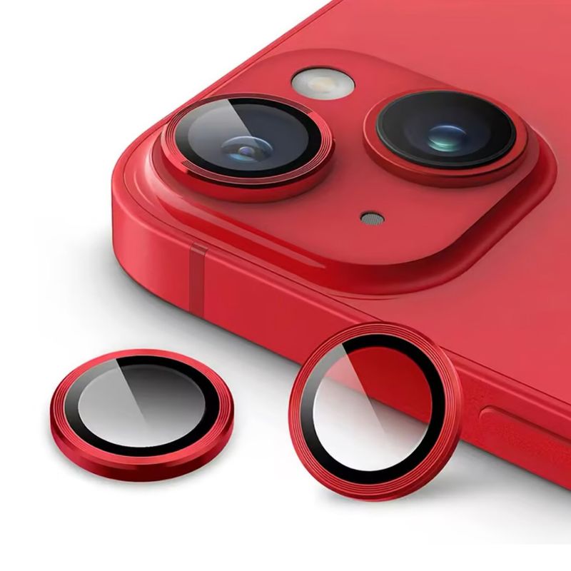 GENERICO - Protector De Lentes Para iPhone 13-13 Normal - Rojo