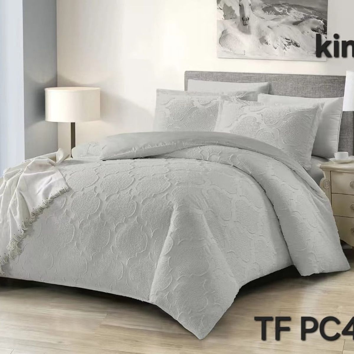 ANGELES DEL HOGAR - CUBRECAMA SEMI ACOLCHADO KING BLANCO