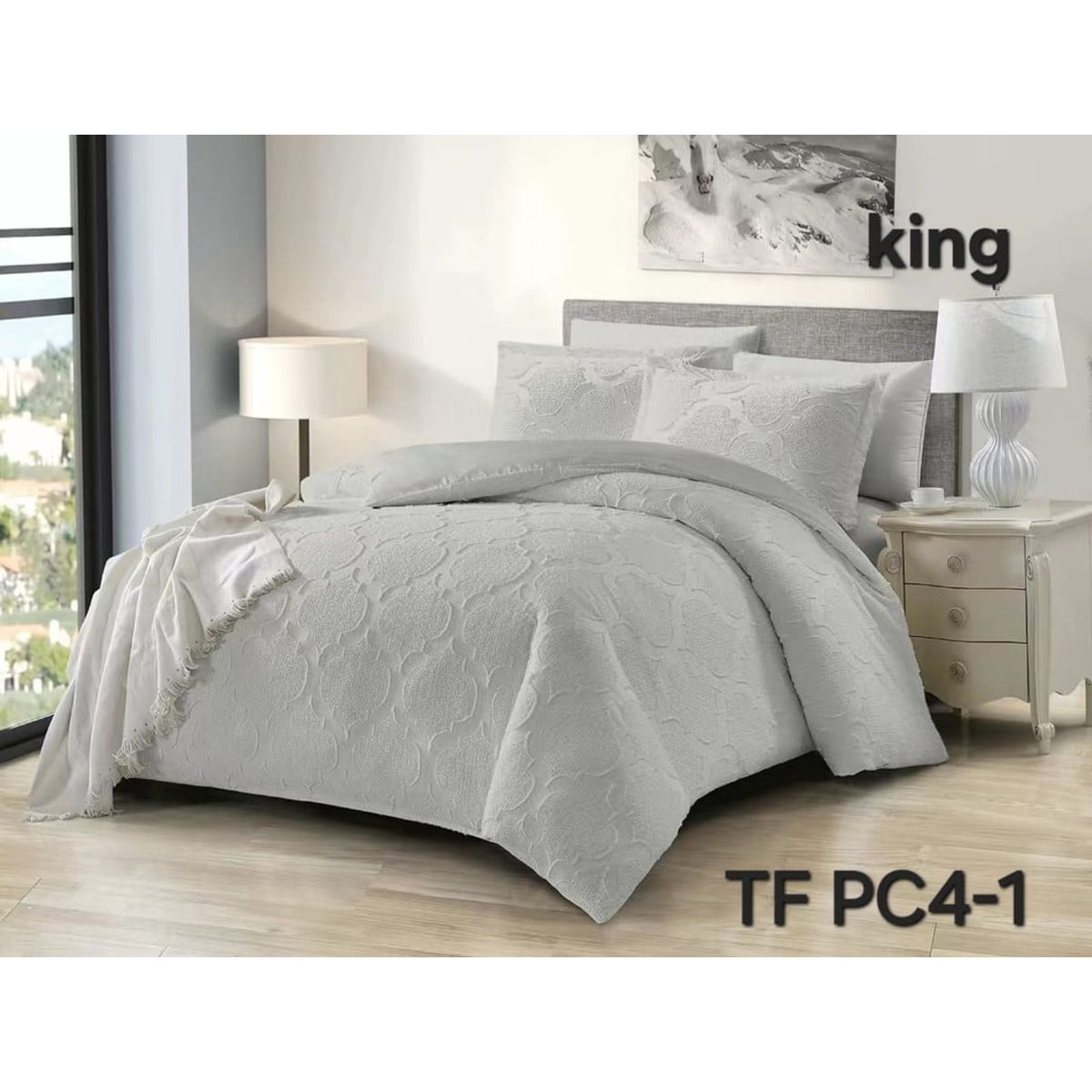 ANGELES DEL HOGAR - CUBRECAMA SEMI ACOLCHADO KING BLANCO