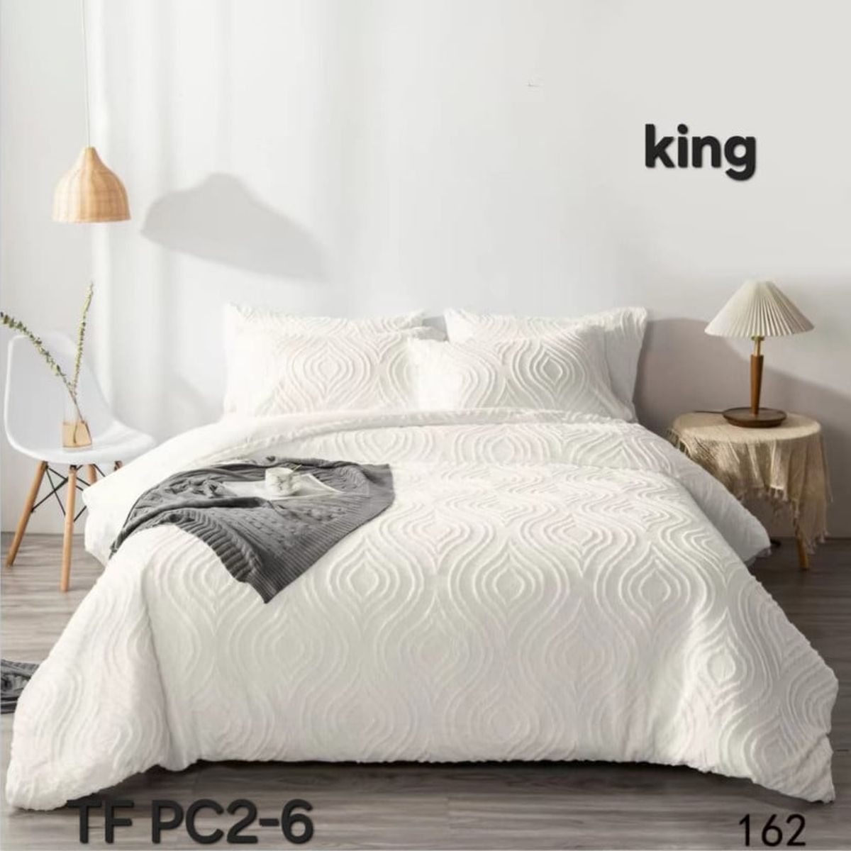 ANGELES DEL HOGAR - CUBRECAMA SEMI ACOLCHADO KING BLANCO