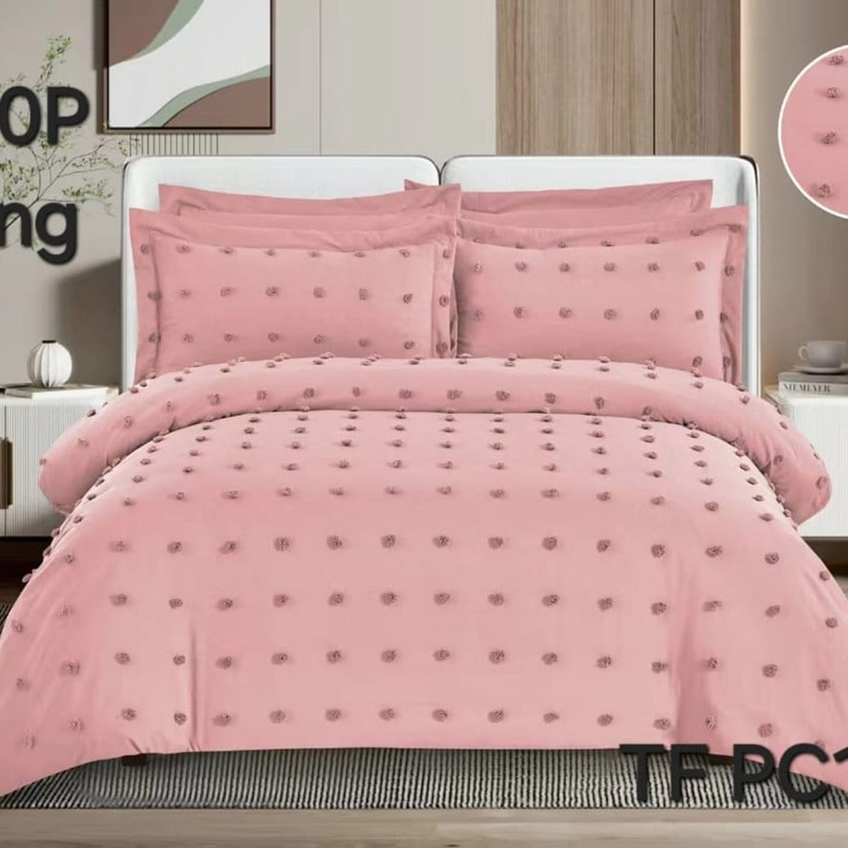 ANGELES DEL HOGAR - CUBRECAMA SEMI ACOLCHADO 2 PLAZA ROSA SALMON