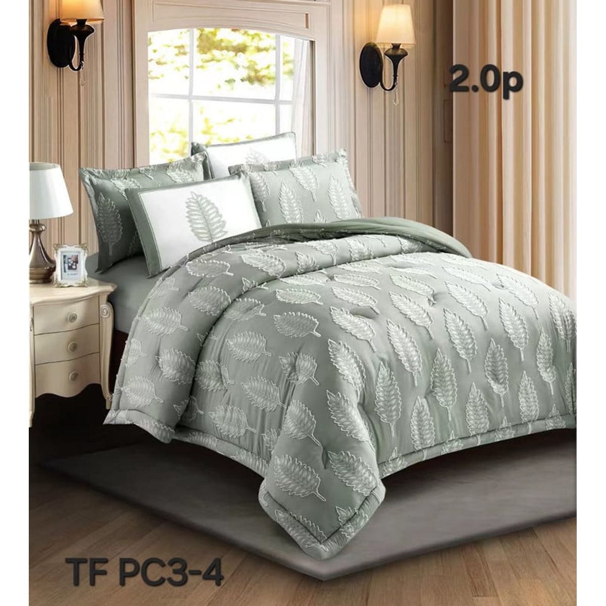 ANGELES DEL HOGAR - CUBRECAMA SEMI ACOLCHADO 2 PLAZA VERDE CLARO