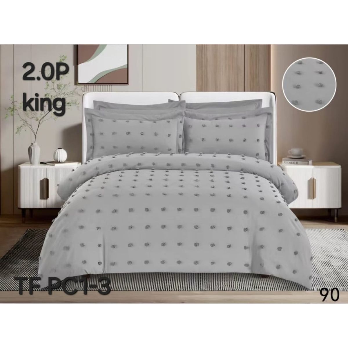 ANGELES DEL HOGAR - CUBRECAMA SEMI ACOLCHADO KING GRIS