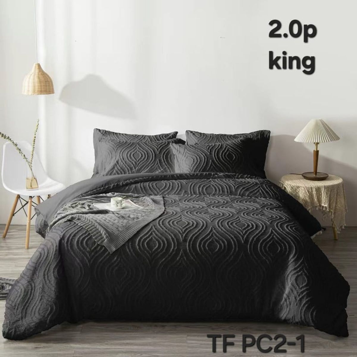 ANGELES DEL HOGAR - CUBRECAMA SEMI ACOLCHADO KING GRIS OSCURO