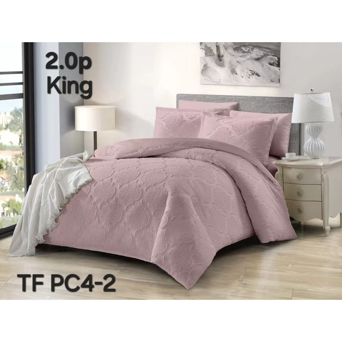 ANGELES DEL HOGAR - CUBRECAMA SEMI ACOLCHADO 2 PLAZA ROSA PALO