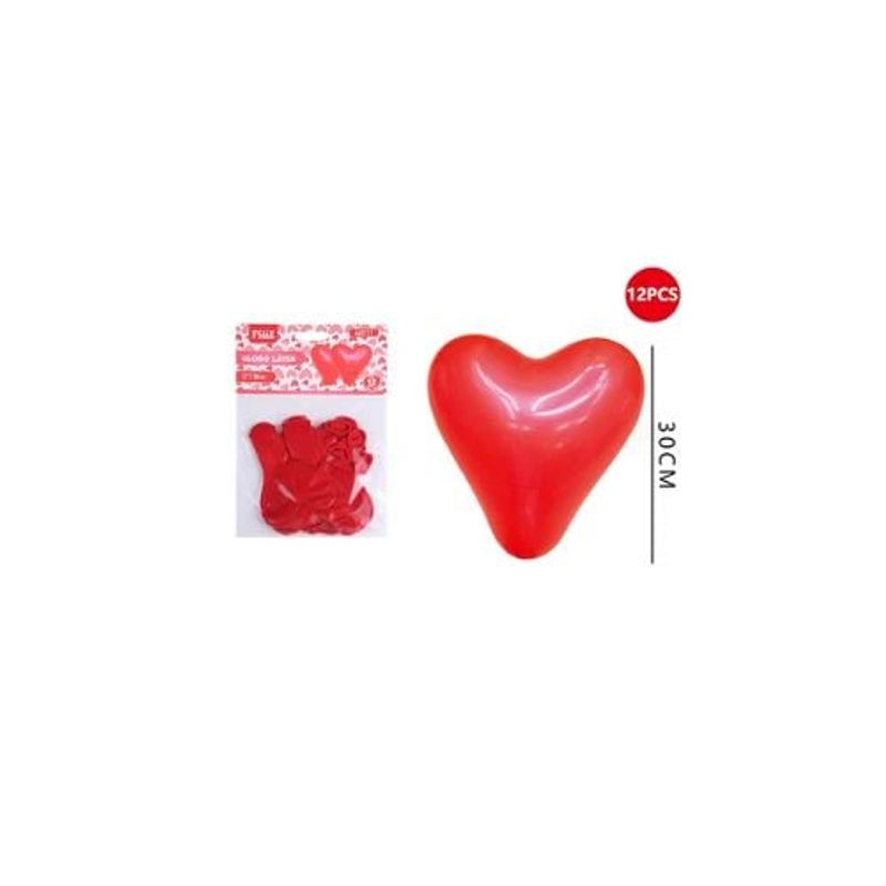 GENERICO - Globo Latex Corazón Rojo 30 Cm 12 Pcs