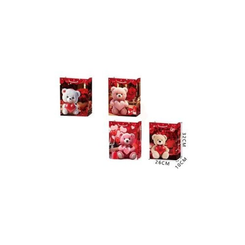 GENERICO - Bolsa De Regalos M Rosas Osito 26x10x32 Cm