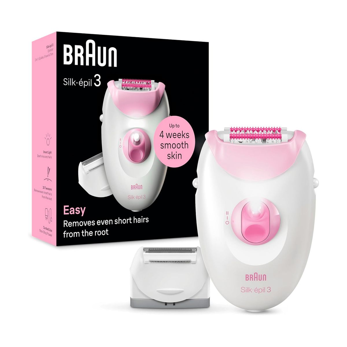 BRAUN - Depiladora Eléctrica Braun Silk Epil 3 Pink Box