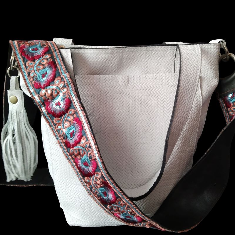 GENERICO - Bruna cartera de cuero blanco tamaño grande