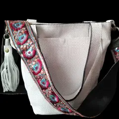 GENERICO - Bruna cartera de cuero blanco tamaño grande