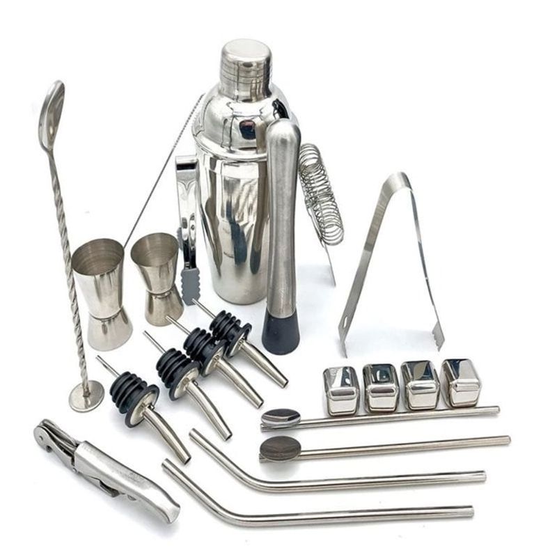 GENERICO - Set Coctelera Profesional Bartender Utensilios Bar 23 Pcs