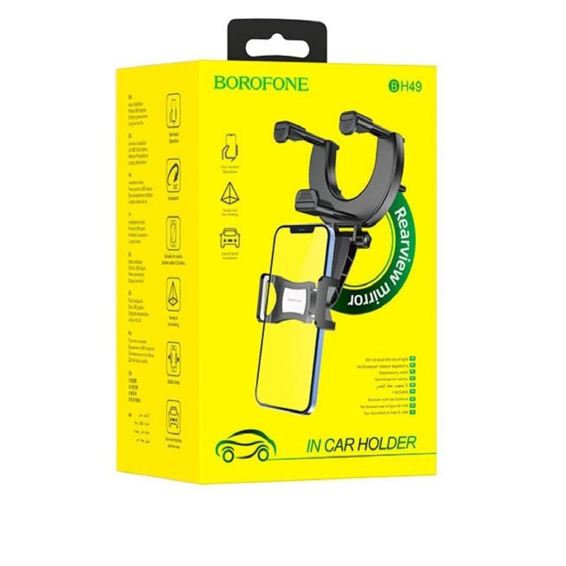 HOCO - Soporte auto central  con retrovisor Borofone Negro