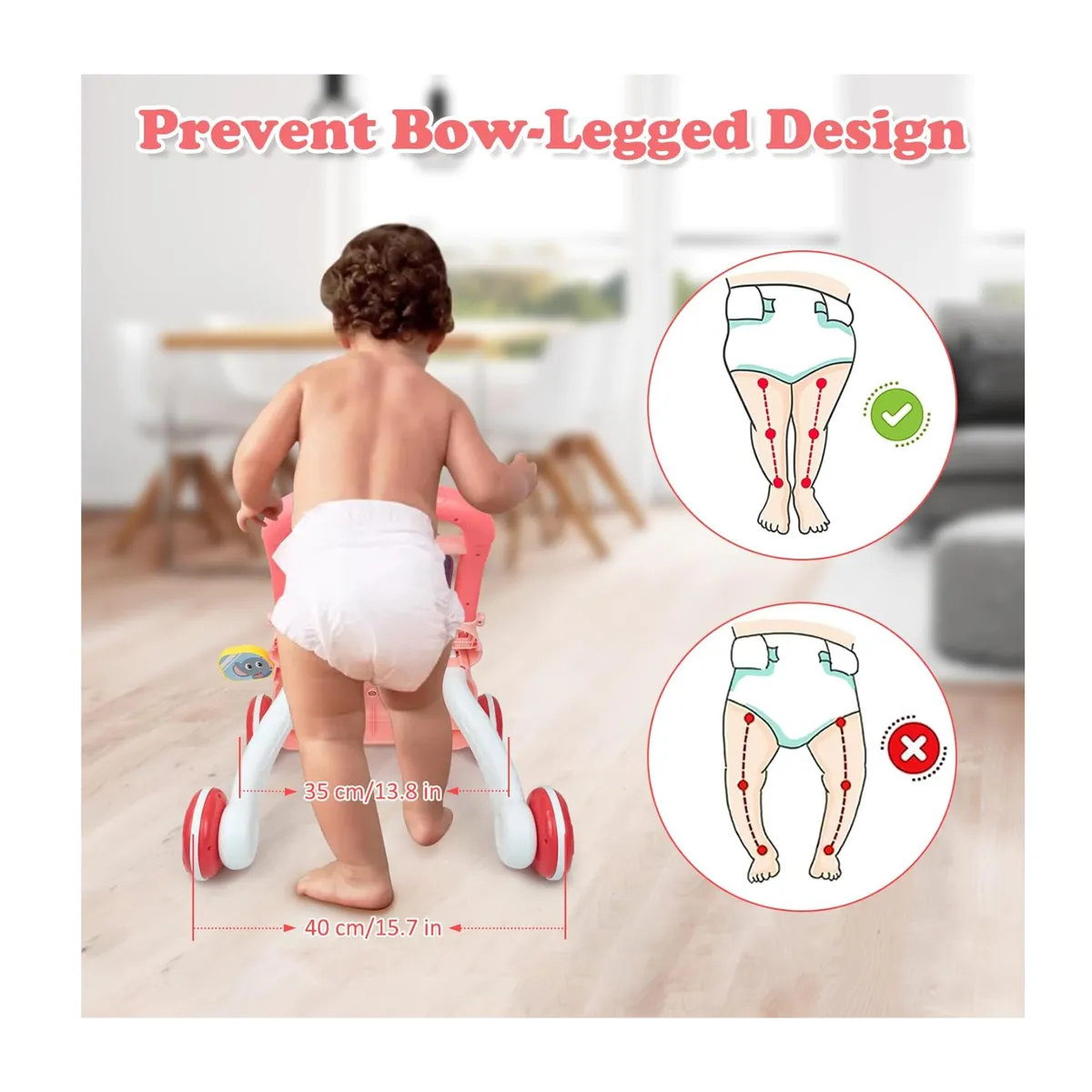 GENERICO - Andador caminador bebe juguete interactivo luz sonido rosado