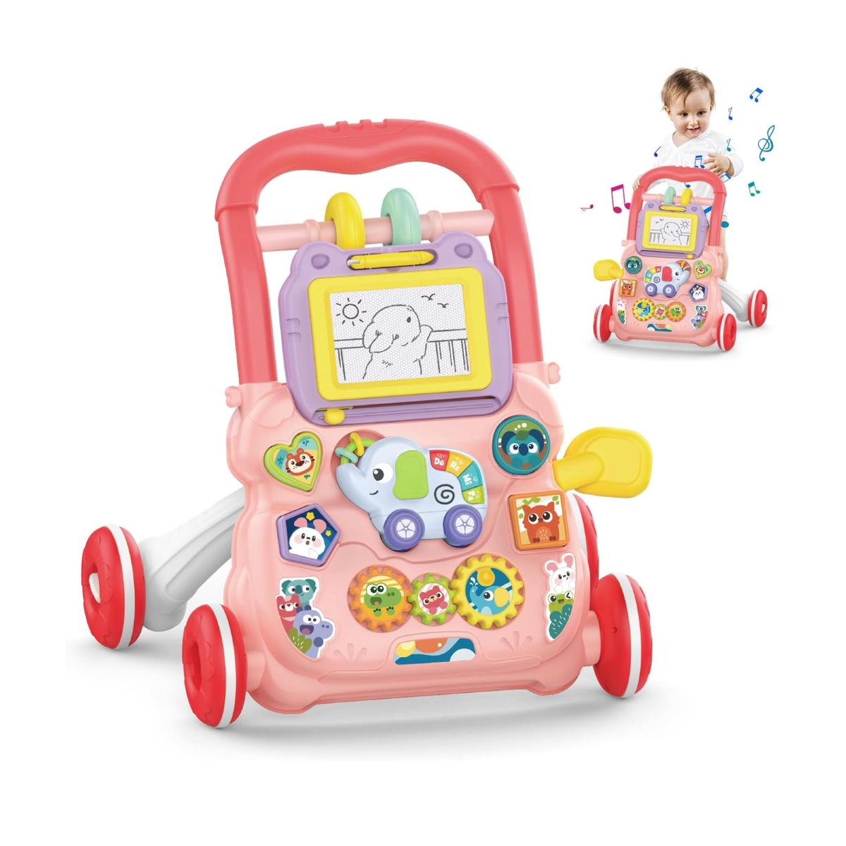 GENERICO - Andador caminador bebe juguete interactivo luz sonido rosado