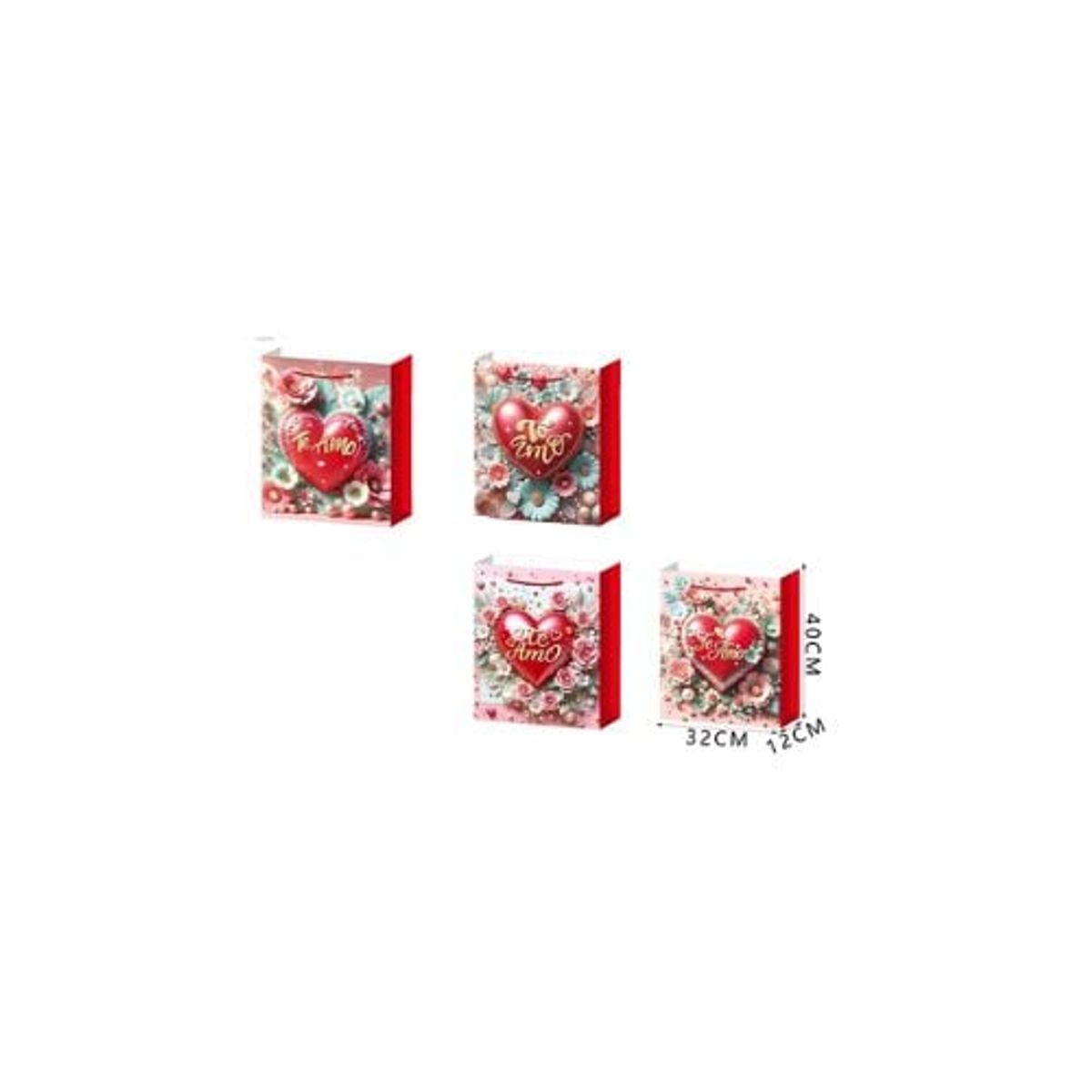 GENERICO - Bolsas De Regalos L Te Amo 32x12x40 CM