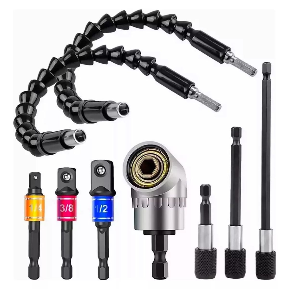 MUNDO MAGIA - 9pcs Extension Flexible Atornillador Dado Angulo Herramienta