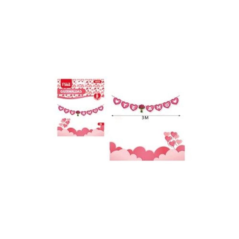 GENERICO - Guirnalda Rosa Te Amo 4 2 M 8 Pcs