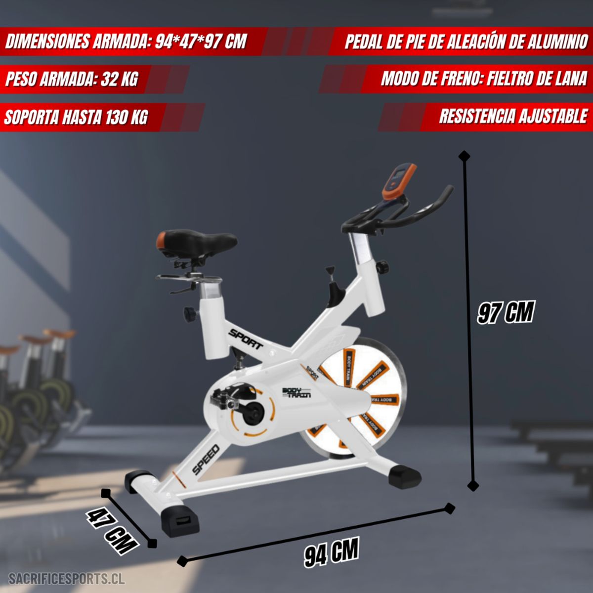 GENERICO - Bicicleta Spinning ES770B Flywheel 8 KG